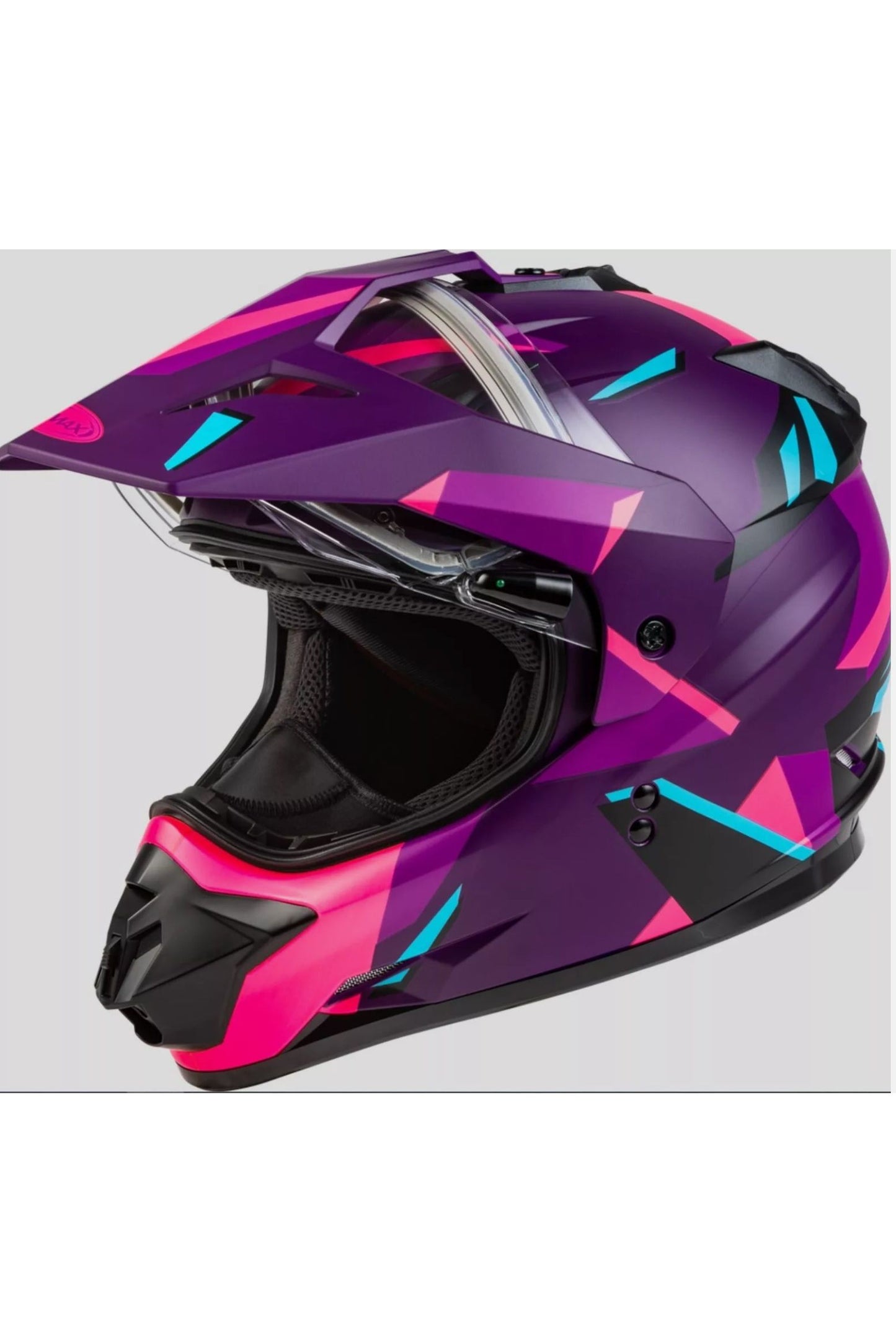 GMAX GM11S Matte Purple Pink Blue Snowmobile Helmet w/ Heated Shield E72-7130