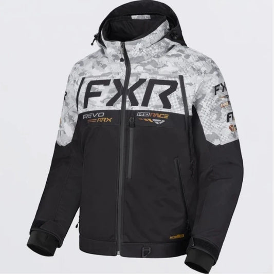 Men's FXR White Camo Revo RRX 2-in-1 Snowmobile Jacket M L XL 2XL 270057-1002