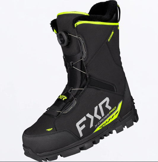 Men's FXR X-Cross Boa Black & Hi Vis Snowmobile Boots 10 11 12 13 270707-1065