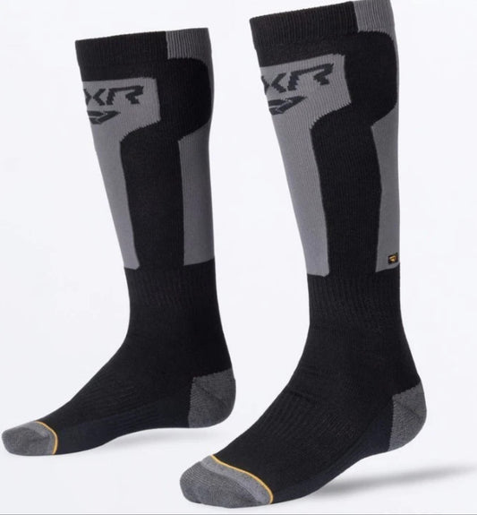 FXR Snowmobile Asphalt Black Vapor Merino Wool Socks L/XL (9-13) 271650-0810-15