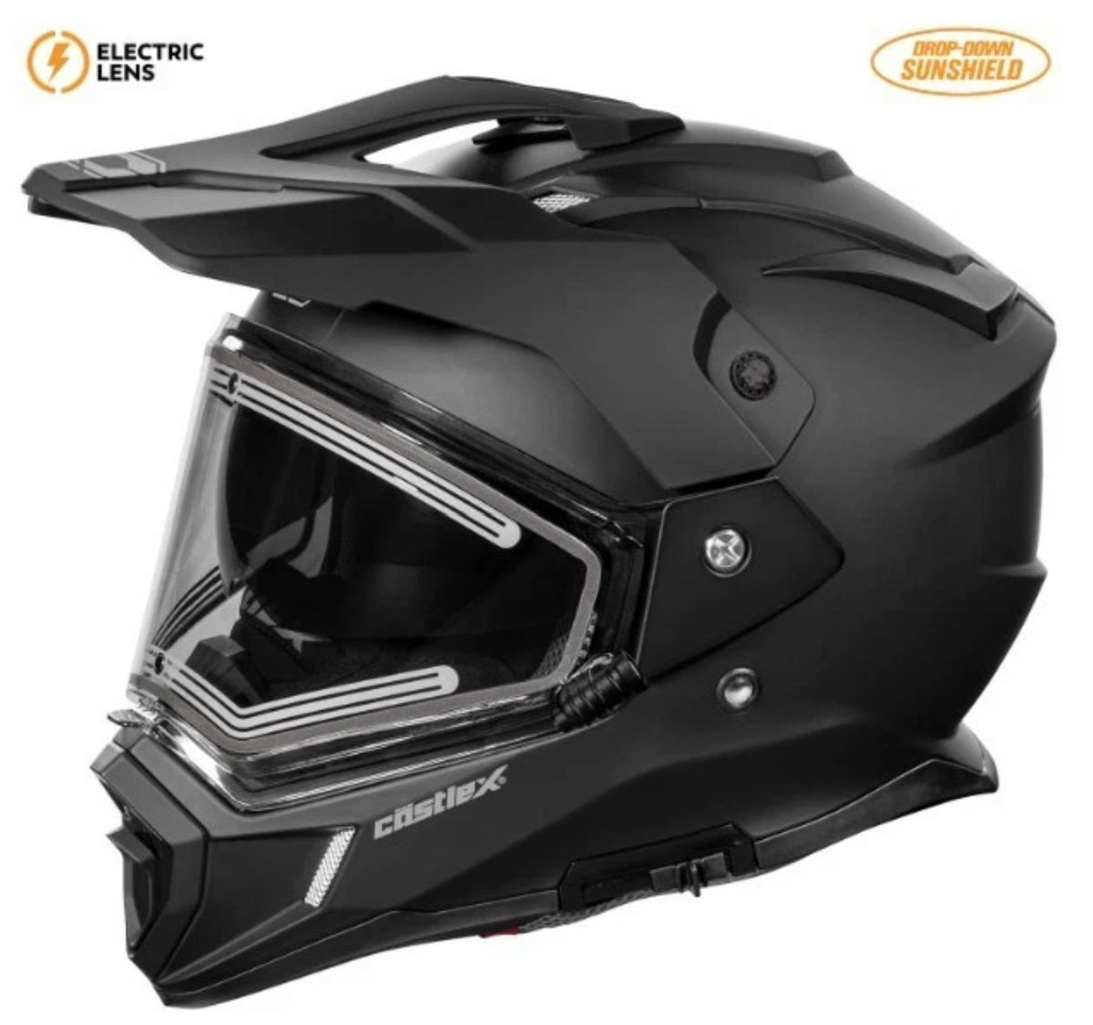 Castle X Matte Black CX200 Electric Heated Shield Snowmobile Helmet M L XL 2XL 3XL 36-2808X