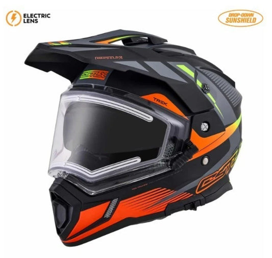 Castle X Orange Hi-Vis CX200 Trek Heated Snowmobile Helmet M L XL 2XL 3XL 36-2855
