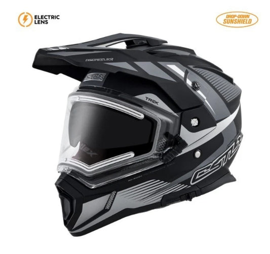 Castle X Black Charcoal CX200 Trek Heated Snowmobile Helmet M L XL 2X 3X 36-2857