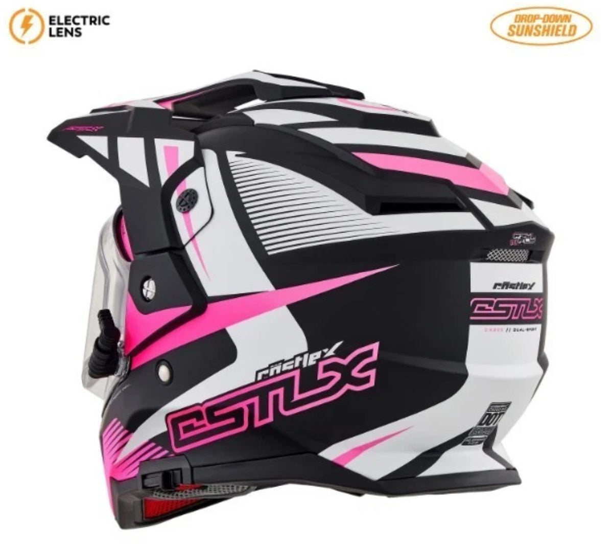 Castle X Pink Glow CX200 Trek Snowmobile Helmet w Heated Shield S M L 36-2858