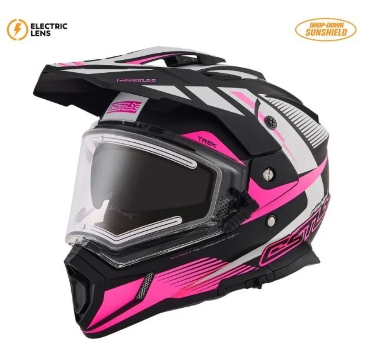 Castle X Pink Glow CX200 Trek Snowmobile Helmet w Heated Shield S M L 36-2858