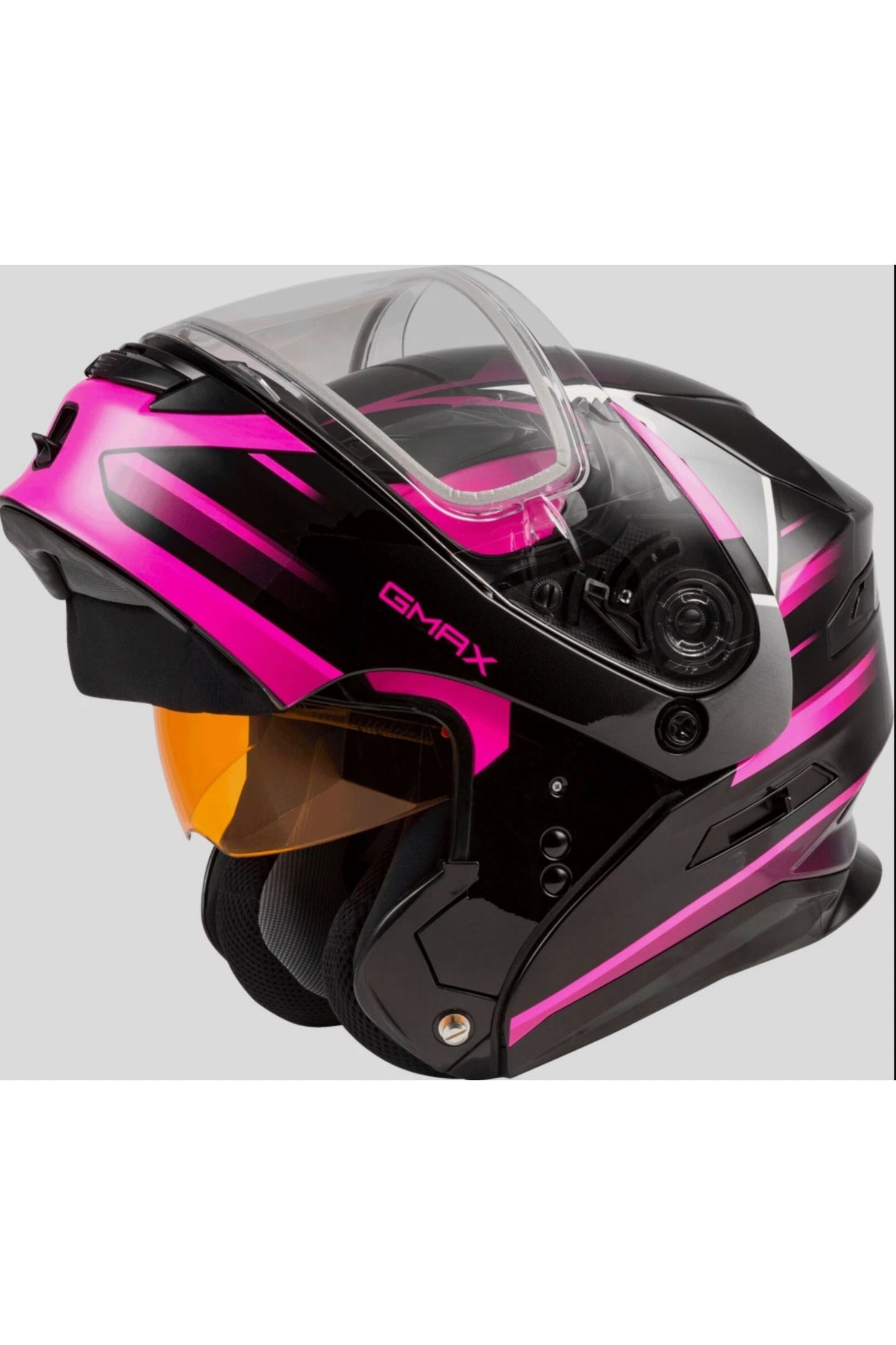 Gmax MD-01S Modular Snowmobile Helmet Pink/Black/White  72-6293