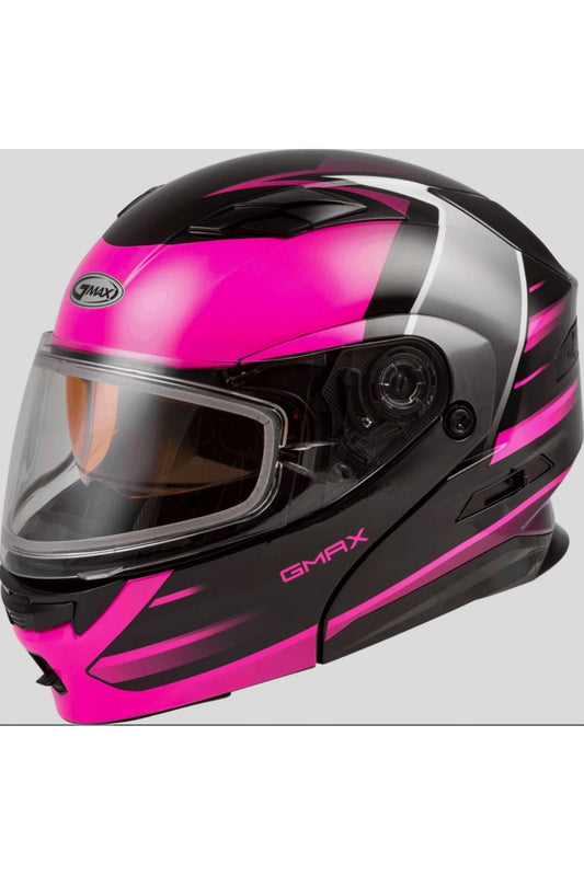 Gmax MD-01S Modular Snowmobile Helmet Pink/Black/White  72-6293
