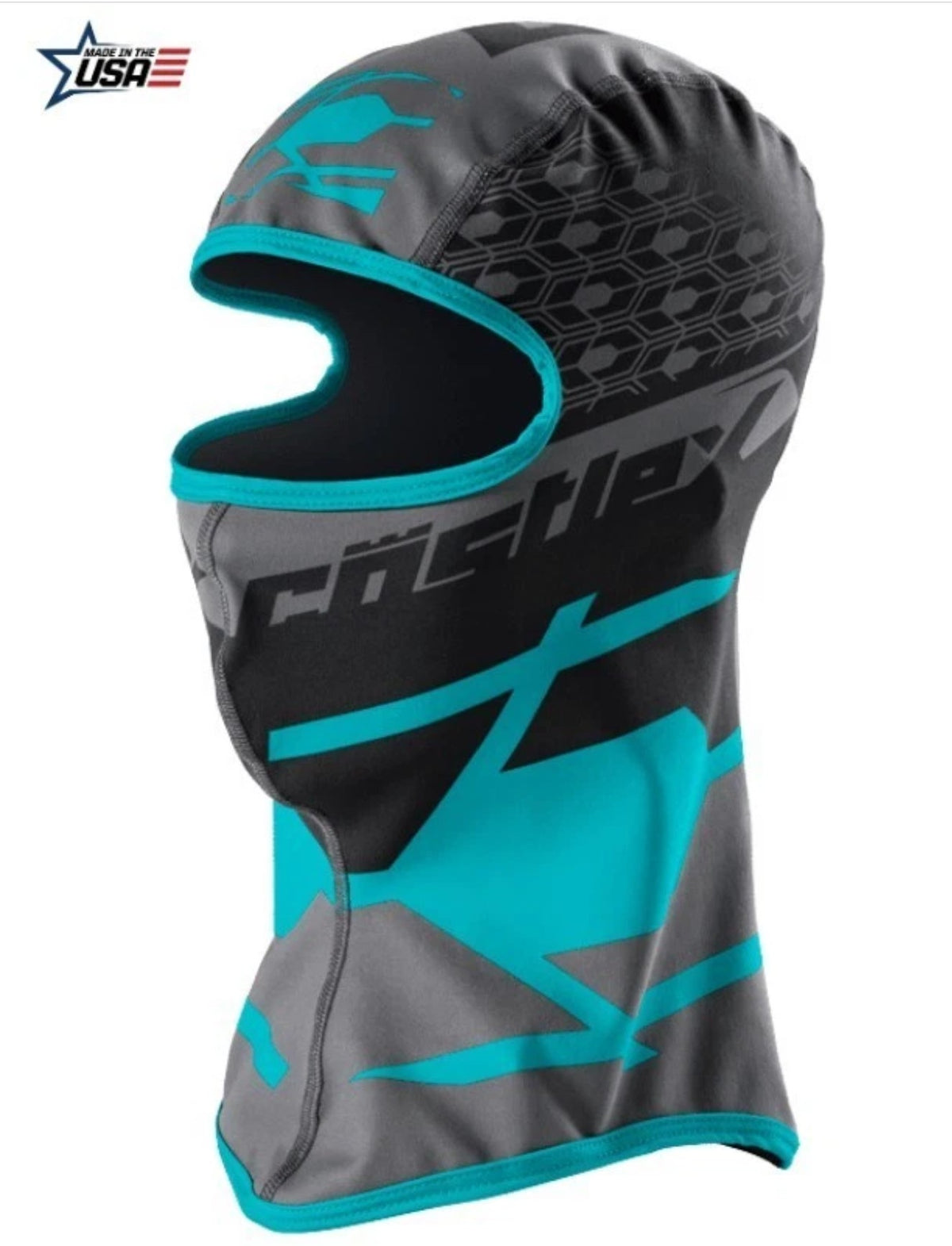 Youth Castle X Turquoise Blue Icon Snowmobile Balaclava Facemask 77-129B