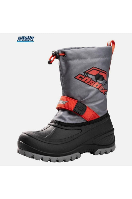 Youth Kids Castle X Snowmobile Red & Gray Element Boots 1 2 3 4 5 6   84-512