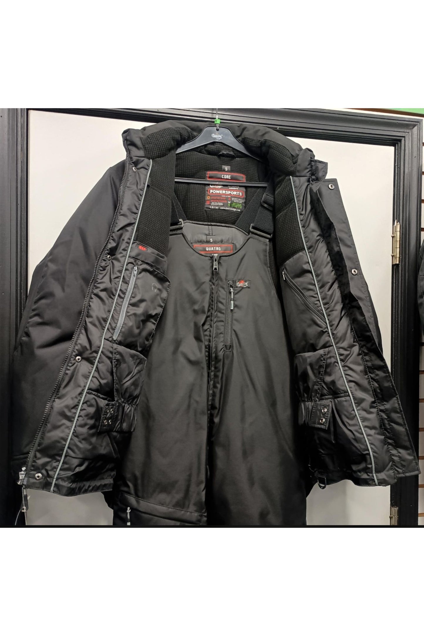 Men's Black 2pc Snowmobile Suit Core Jacket with Quatro Bibs 195820 0 S Small