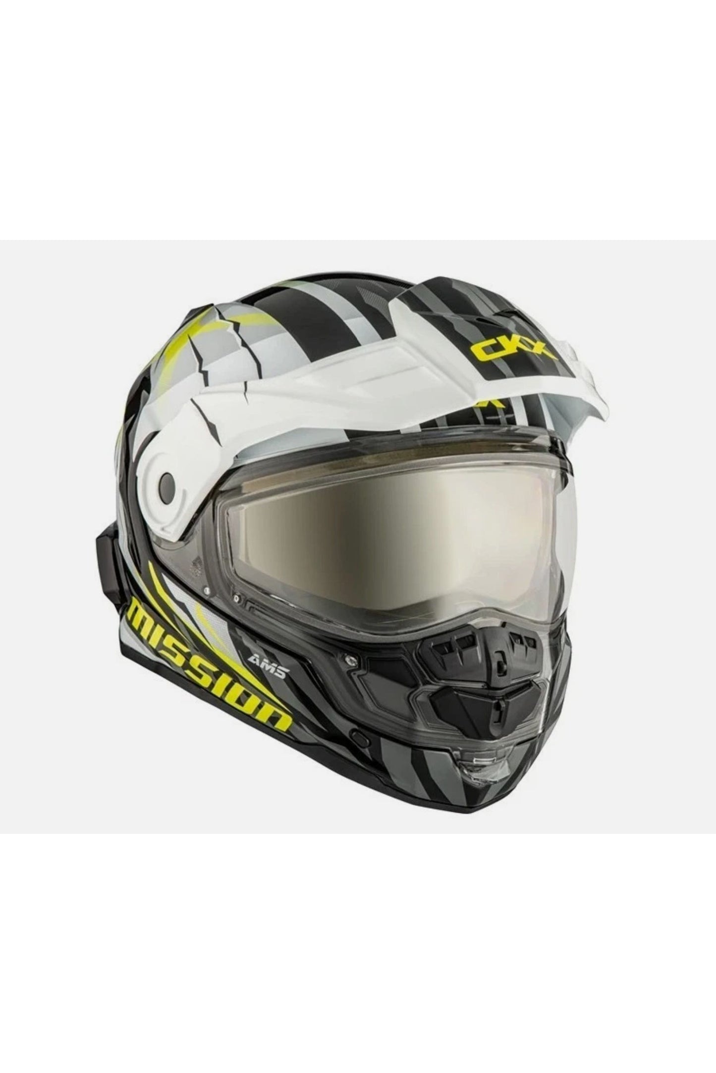 New White Lime CKX Mission Snowmobile Helmet w/ Heated Shield L XL 2XL 3XL 51695