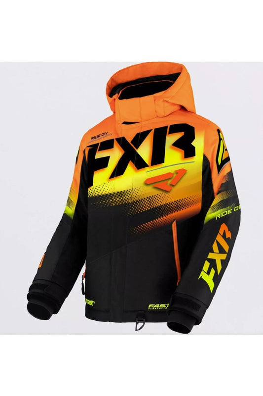 FXR Youth Kids Boost Snowmobile Jacket Orange Hi Vis 230407-1031