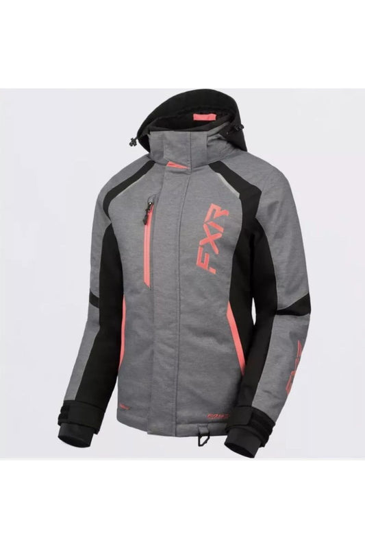 FXR Women's Pulse Snowmobile Jacket Grey Black Melon Pink 230227-0793