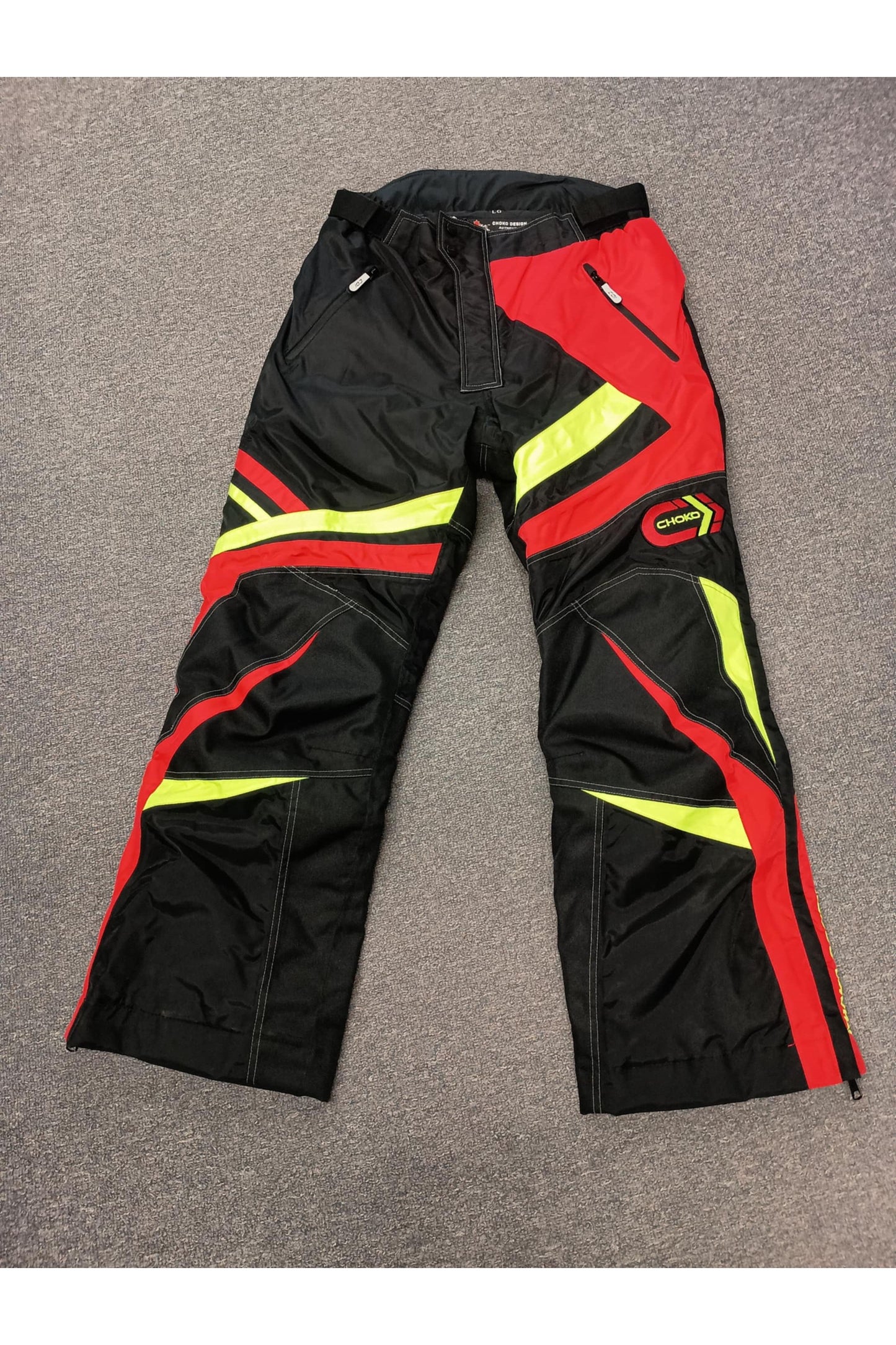 Choko Men's Sport Nylon Snowmobile Pants Red & HI Vis
