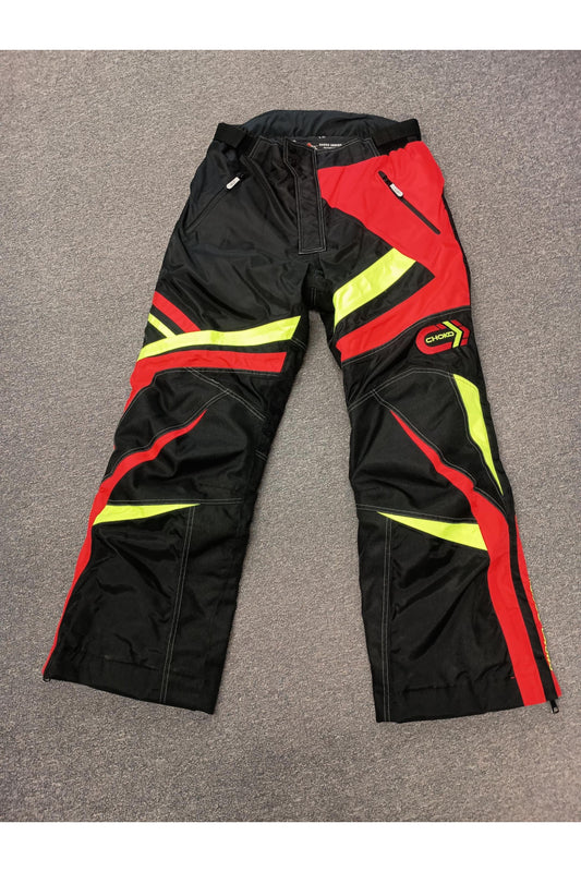 Choko Men's Sport Nylon Snowmobile Pants Red & HI Vis