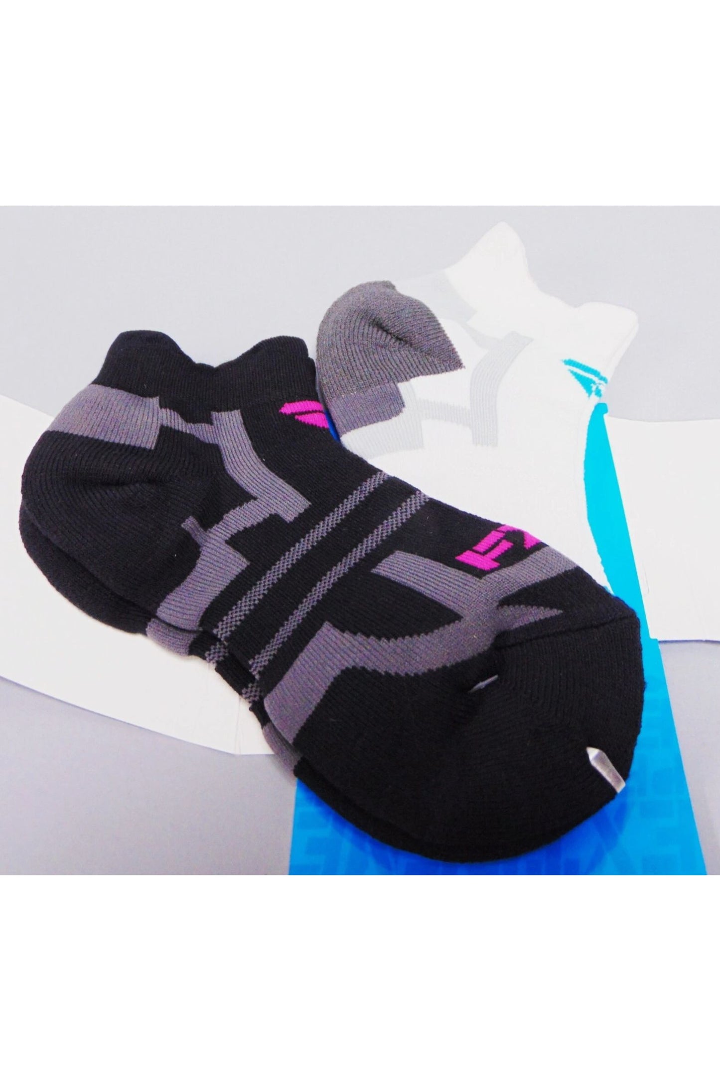FXR Women's Sport Ankle Socks 2 Pack Black Pink & White Blue 15832.1000