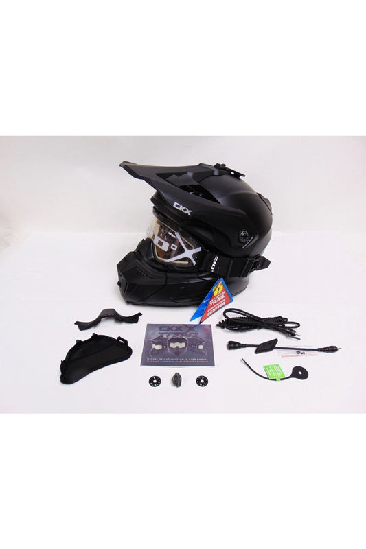 CKX Titan Original Black Matte Snowmobile Helmet Heated Goggles 50916